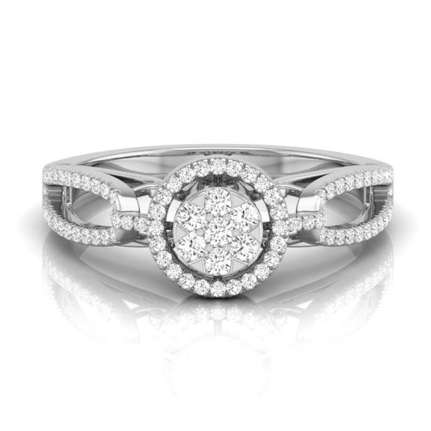 white gold halo cluster lab-grown diamond ring