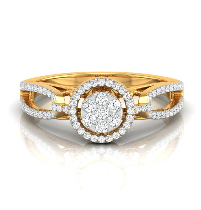 yellow gold halo cluster lab-grown diamond ring