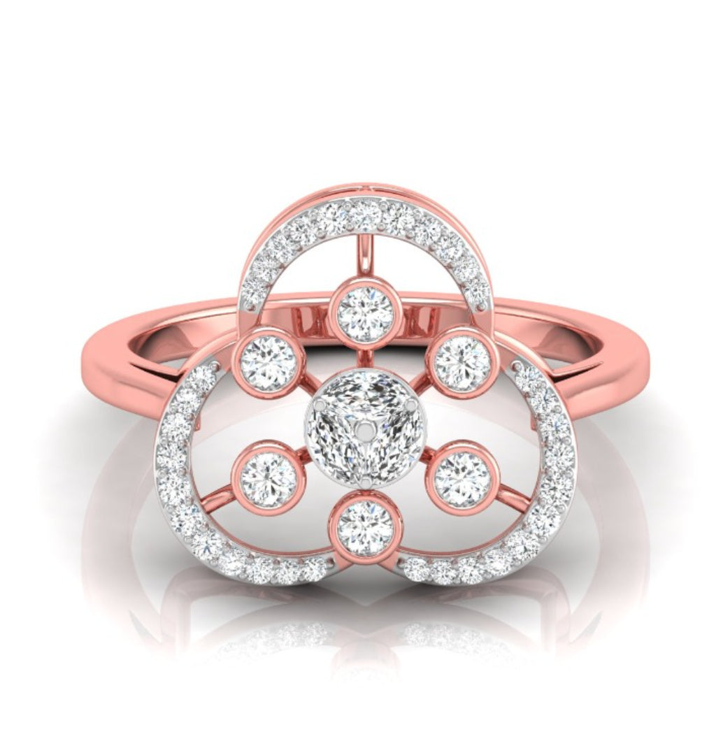 halo cocktail diamond ring in rose gold