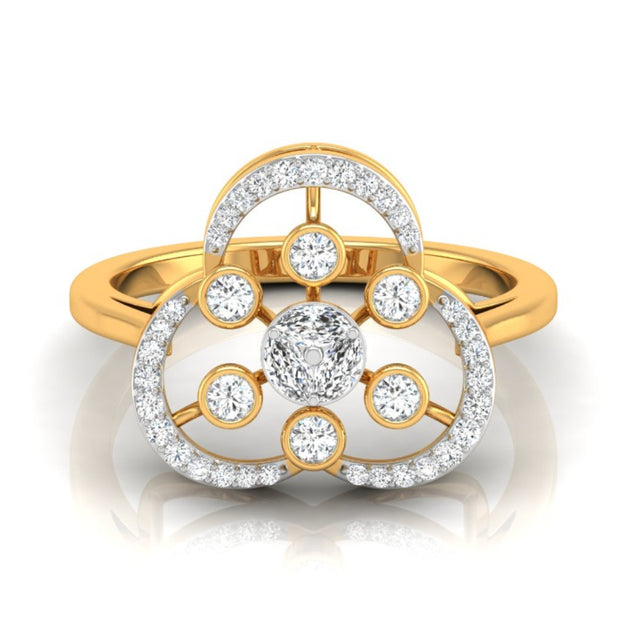 halo cocktail diamond ring in yellow gold