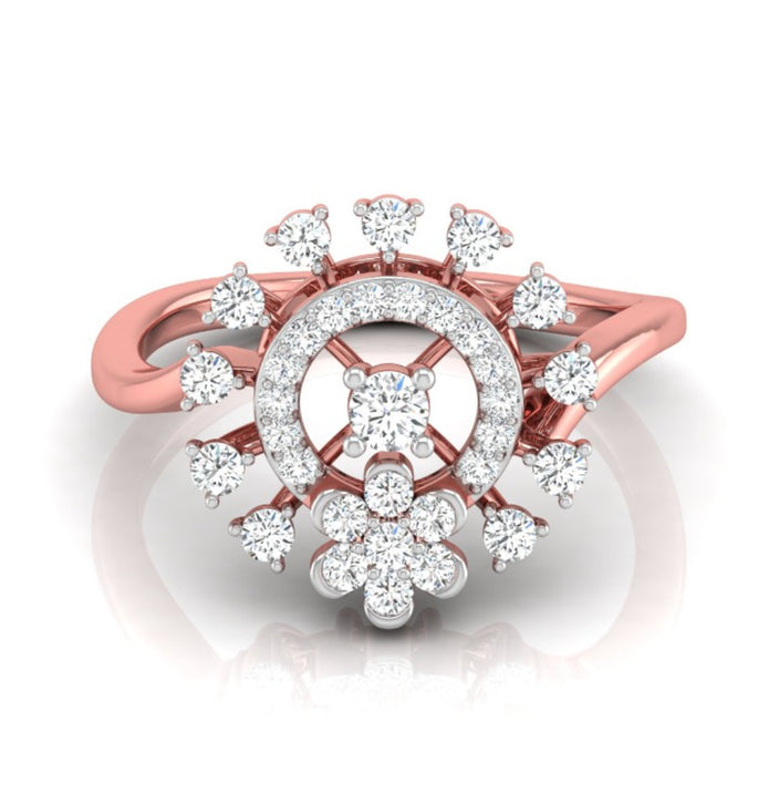halo floral cocktail diamond ring in rose gold