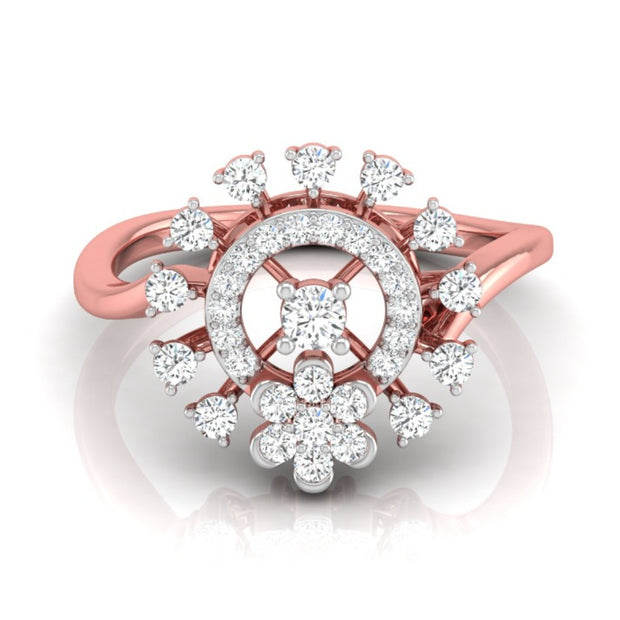 halo floral cocktail diamond ring in rose gold