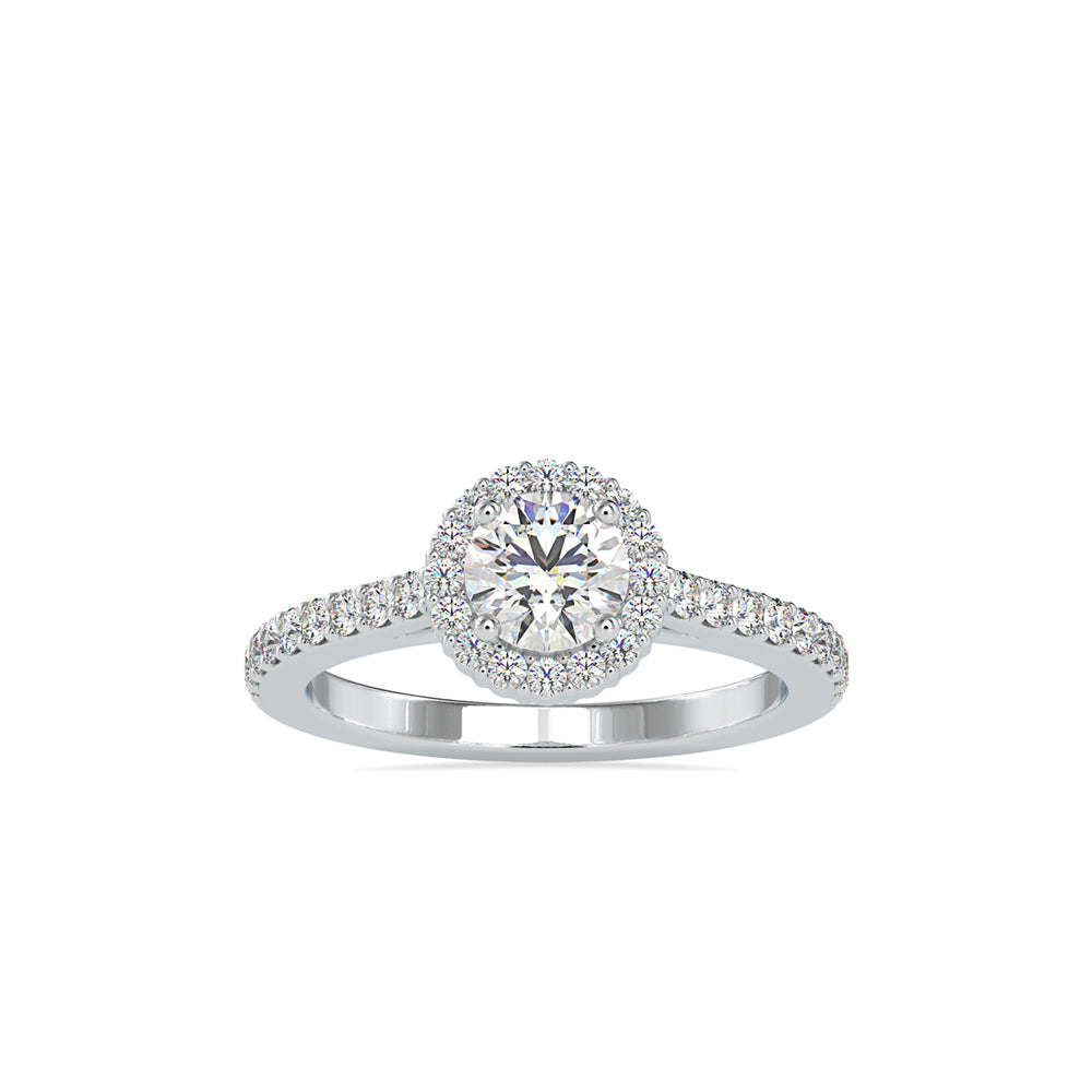round cut halo lab-grown diamond ring in white gold