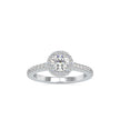 round cut halo lab-grown diamond ring in white gold
