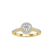 round cut halo lab-grown diamond ring in yellow gold