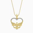 heart motif diamond pendant necklace in yellow gold