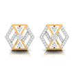 hexagon cluster diamond stud earrings in yellow gold
