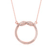 infinity round pave diamond pendant necklace in rose gold