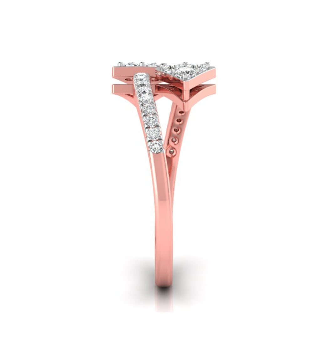 arrow shape bypass lab-grown diamond ring rose gold