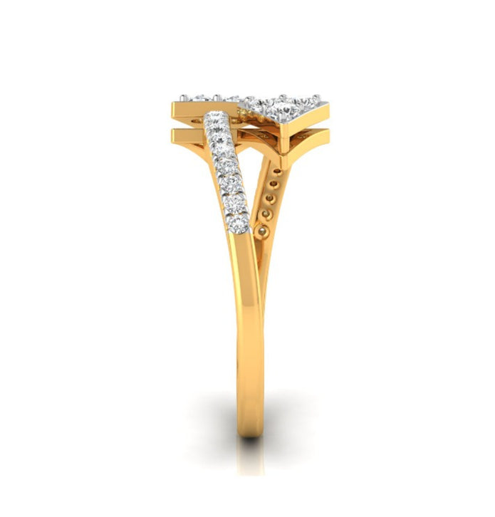 arrow shape bypass lab-grown diamond ring yellow gold