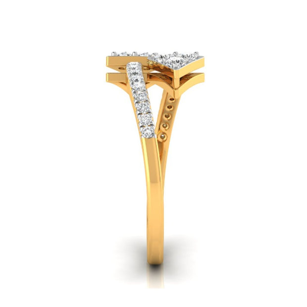 arrow shape bypass lab-grown diamond ring yellow gold
