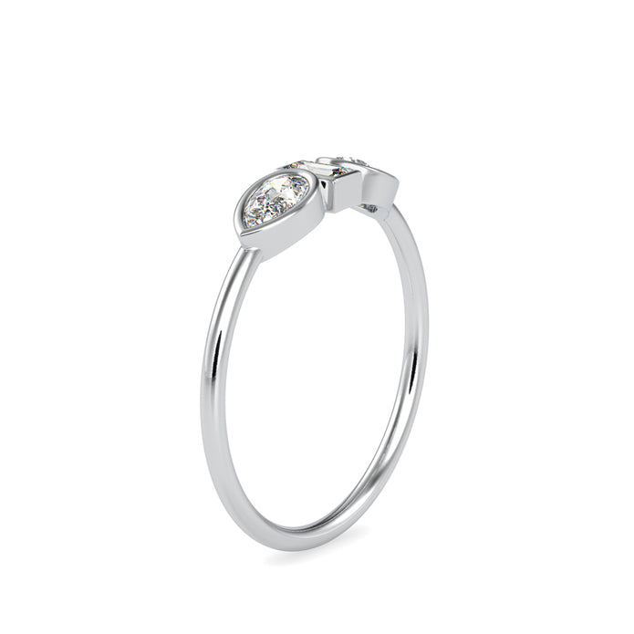 baguette bezel three stone diamond ring in white gold