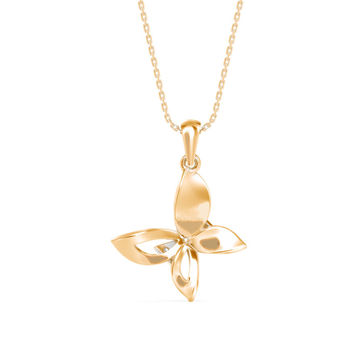 bow butterfly diamond pendant necklace in yellow gold
