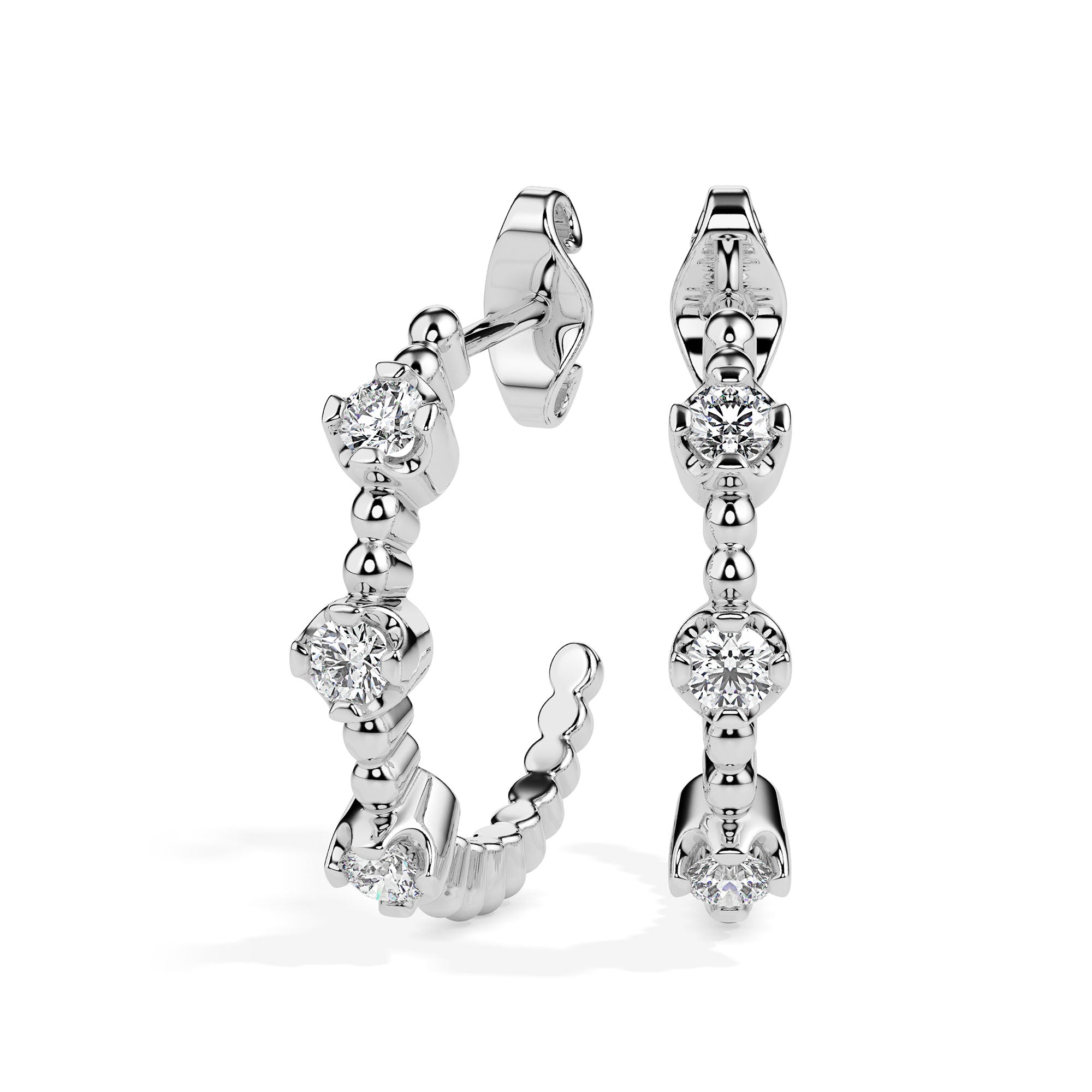 bubble drop diamond hoop earrings in white gold