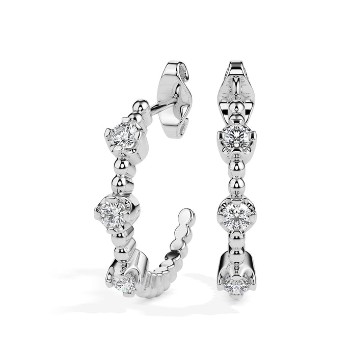 bubble drop diamond hoop earrings in white gold
