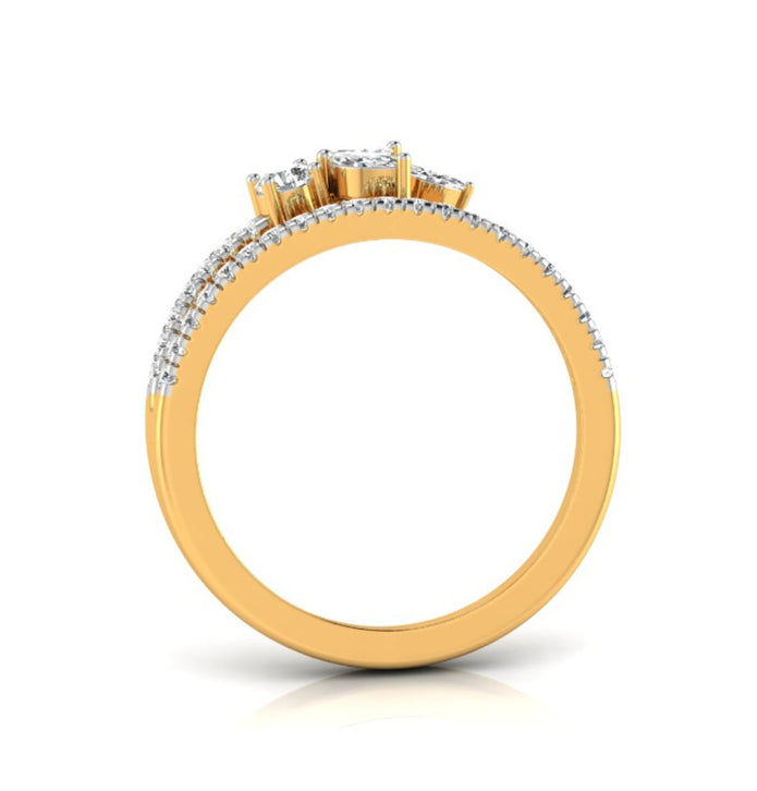 butterfly bloom marquise cut lab-grown diamond band in yellow gold