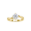 round cut bypass solitaire lab-grown diamond ring in yellow gold