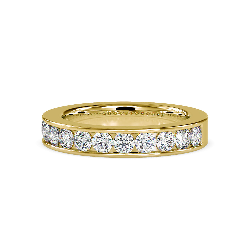channel set half eternity lab-grown diamond ring in yellow gold