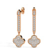 clover cluster diamond drop earrings in rose gold