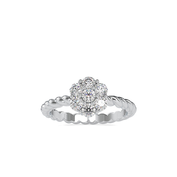 cluster twisted lab-grown diamond ring in white gold