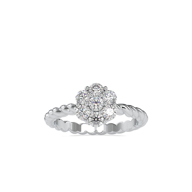 cluster twisted lab-grown diamond ring in white gold