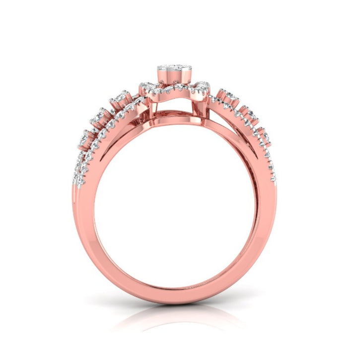 cluster with halo diamond ring in rose gold