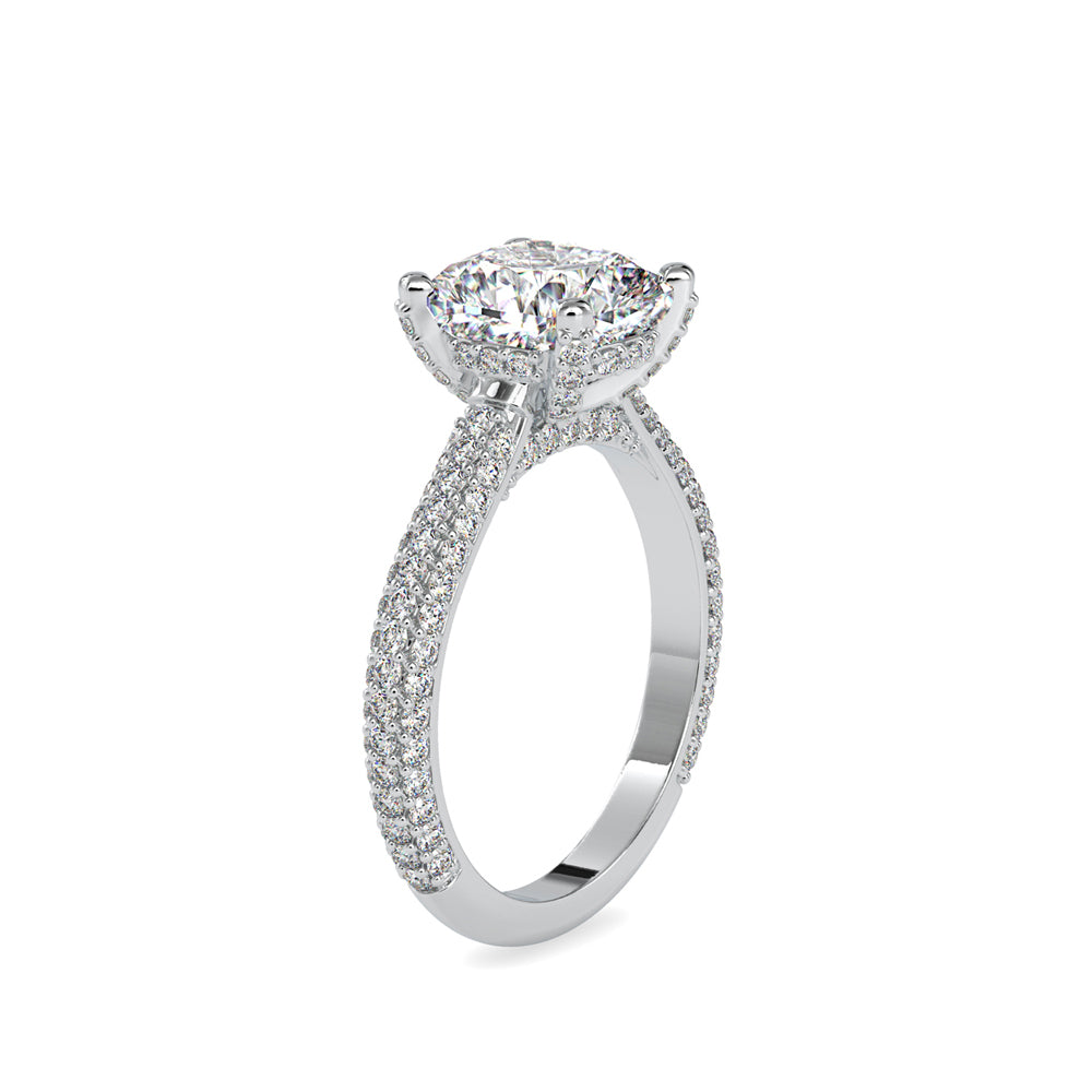 cushion cut solitaire lab-grown diamond ring in white gold