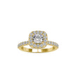 cushion halo lab-grown diamond ring in yellow gold