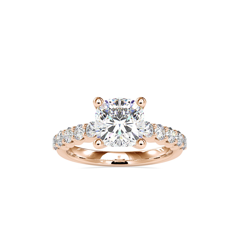 cushion cut solitaire lab-grown diamond ring in rose gold