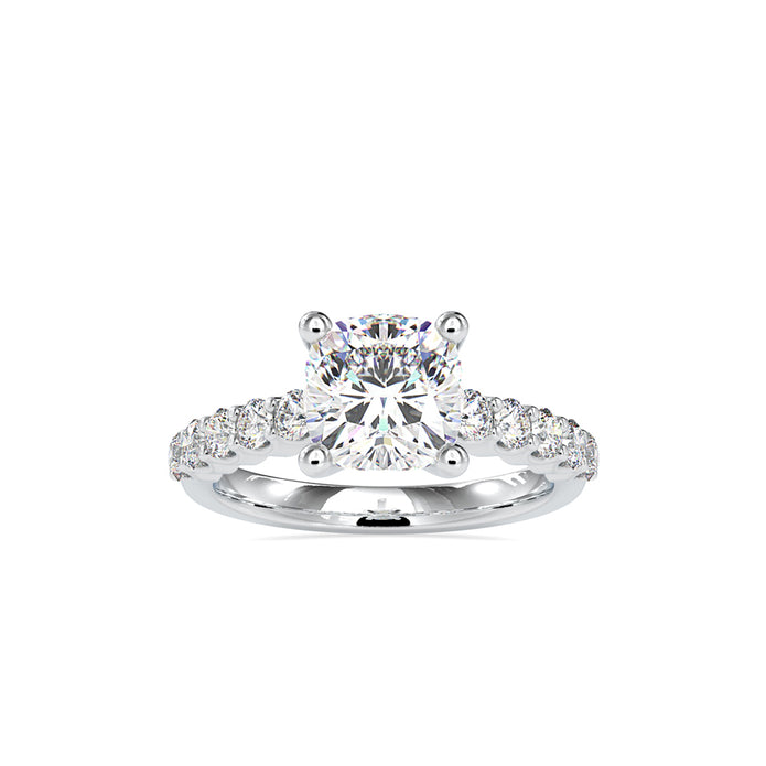 cushion cut solitaire lab-grown diamond ring in white gold