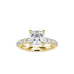 cushion cut solitaire lab-grown diamond ring in yellow gold