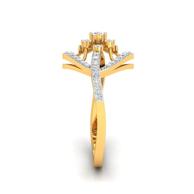 diamond shape halo lab-grown diamond ring yellow gold