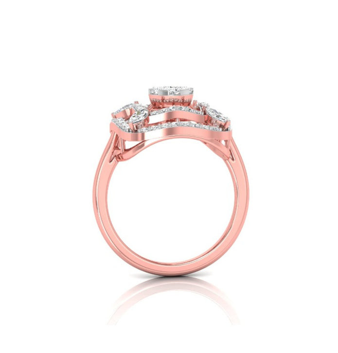 cluster double halo diamond ring in rose gold