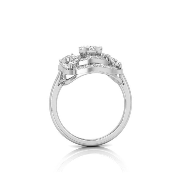 cluster double halo diamond ring in white gold