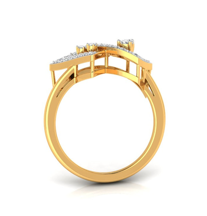 double triangle shape diamond ring in yellow gold