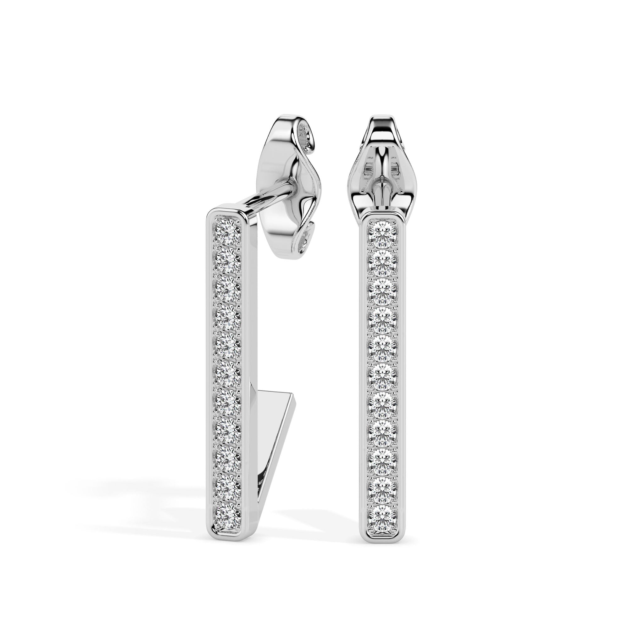 vertical bar diamond drop earrings in white gold