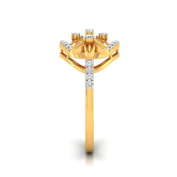 floral oval lab-grown diamond ring yellow gold