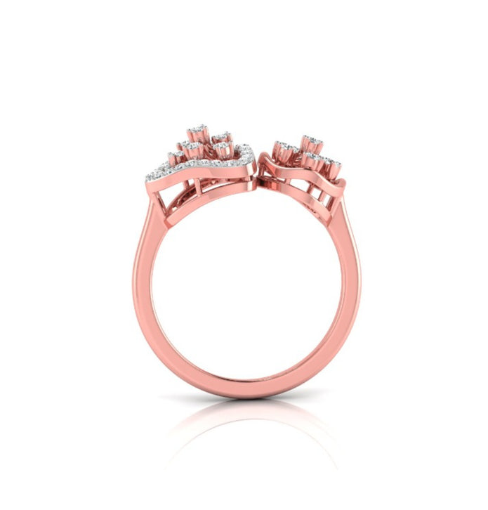 floral triangle circle diamond ring in rose gold