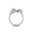 floral triangle circle diamond ring in white gold 