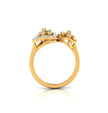 floral triangle circle diamond ring in yellow gold