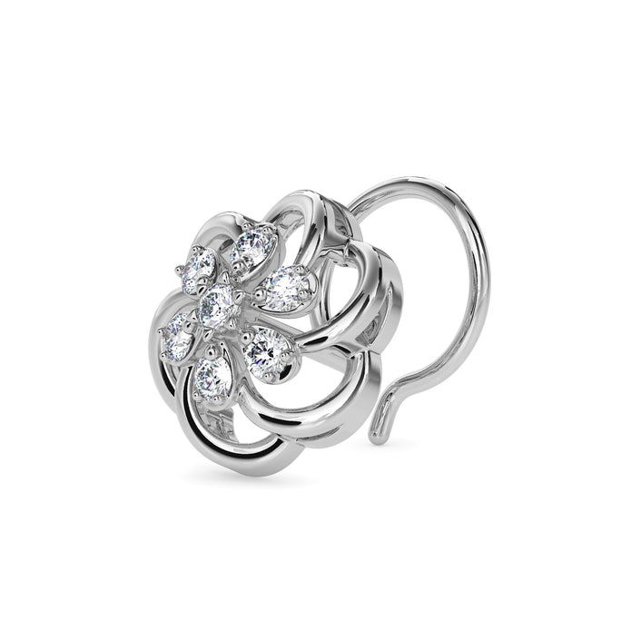 flower design lab-grown diamond nosepin in white gold