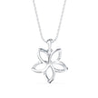 flower shape prong diamond pendant necklace in white gold