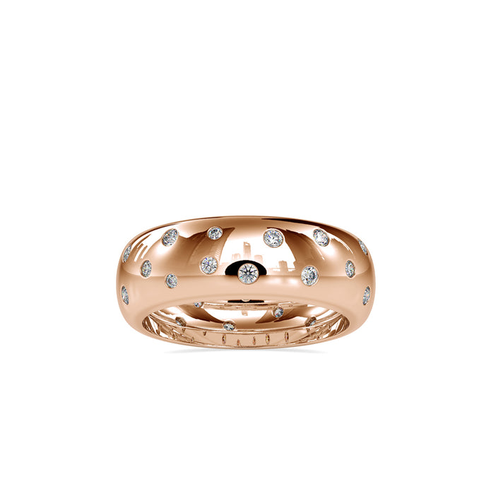 flush set lab-grown diamond ring in rose gold