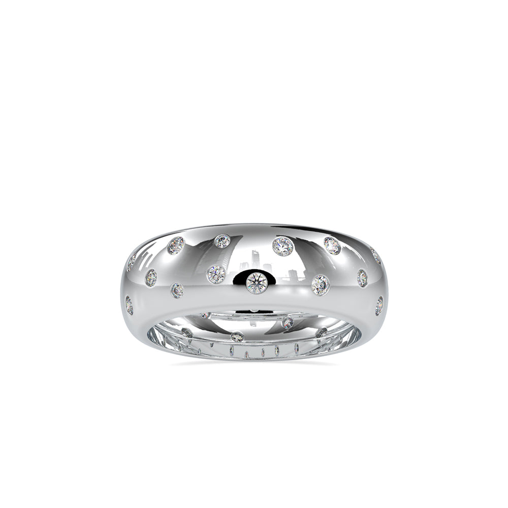 flush set lab-grown diamond ring in white gold