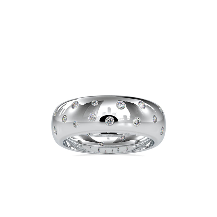 flush set lab-grown diamond ring in white gold