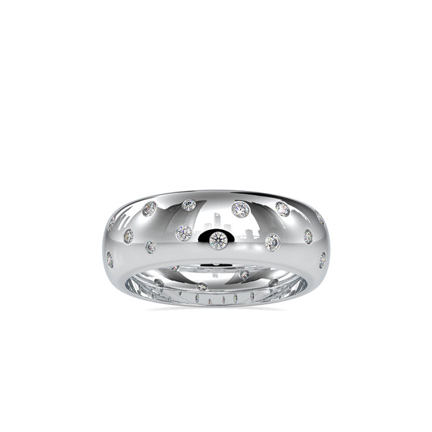 flush set lab-grown diamond ring in white gold