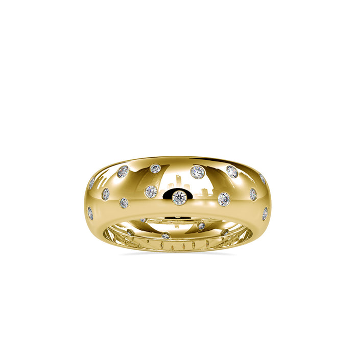 flush set lab-grown diamond ring in yellow gold