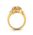 geometric round cut diamond ring in yellow gold