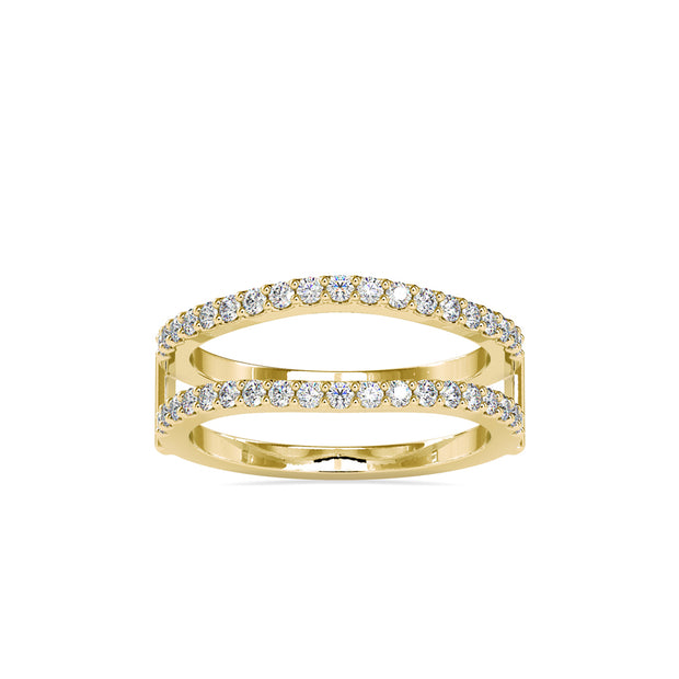 pave half eternity lab-grown diamond ring in yellow gold