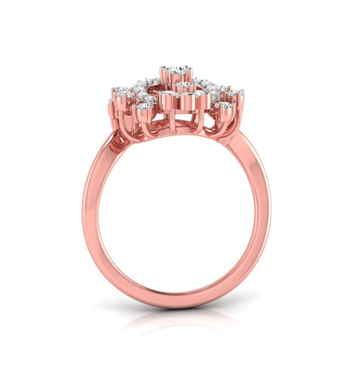 halo floral cocktail diamond ring in rose gold